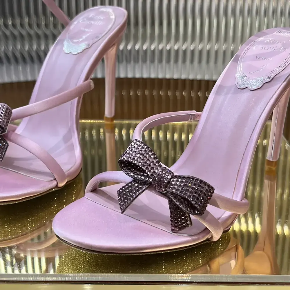 Rene Caovilla Women Cleo Mauve Sandal with Bows 105 - image 9