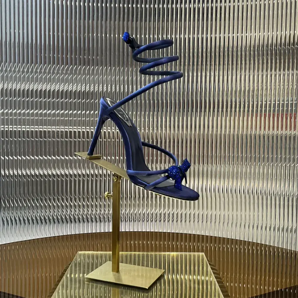 Rene Caovilla Women Cleo Midnight Blue Sandal with Bows 105 - image 8
