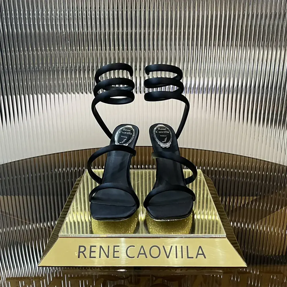 Rene Caovilla Women Cleopatra Black Satin Sandal 105 - image 6