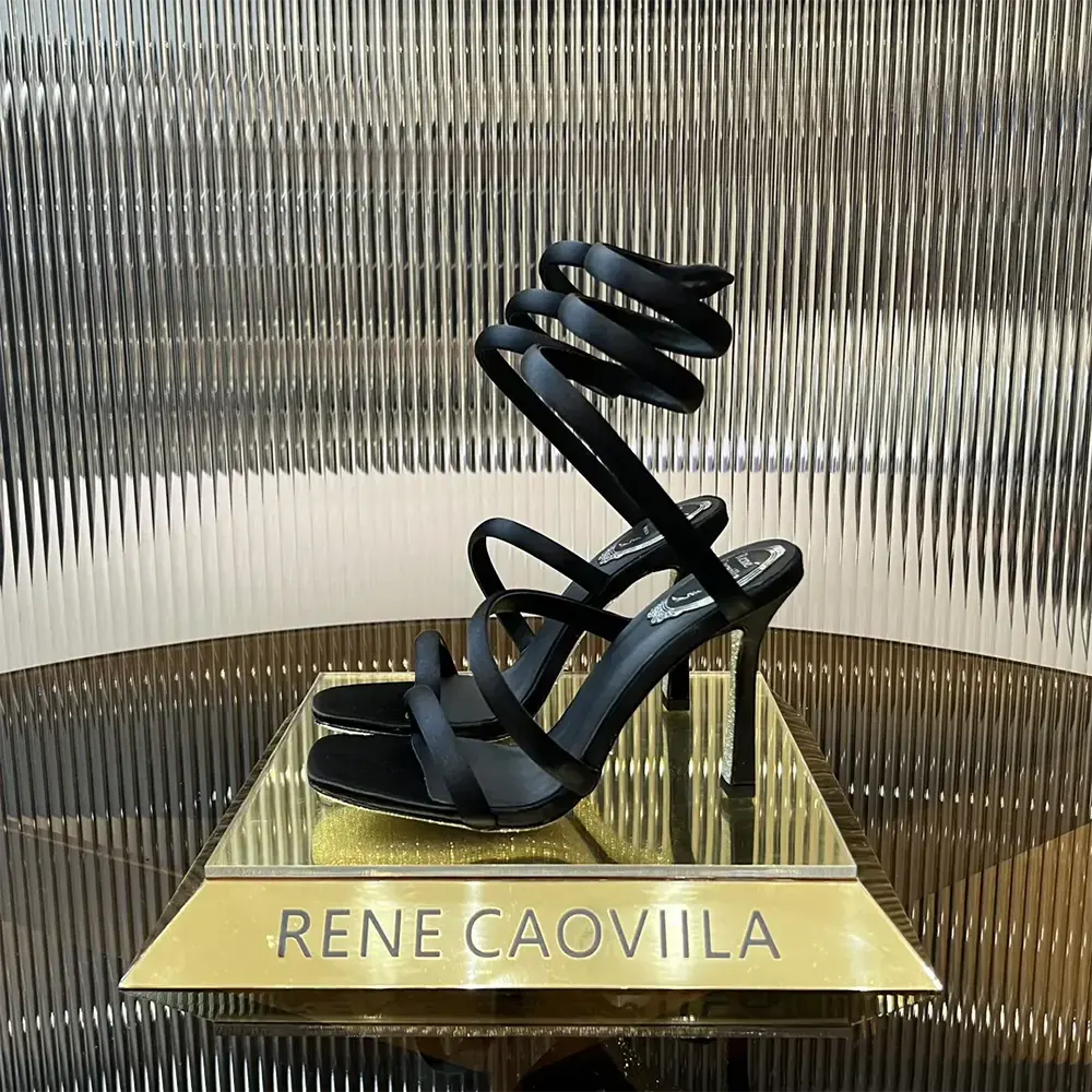 Rene Caovilla Women Cleopatra Black Satin Sandal 105 - image 5
