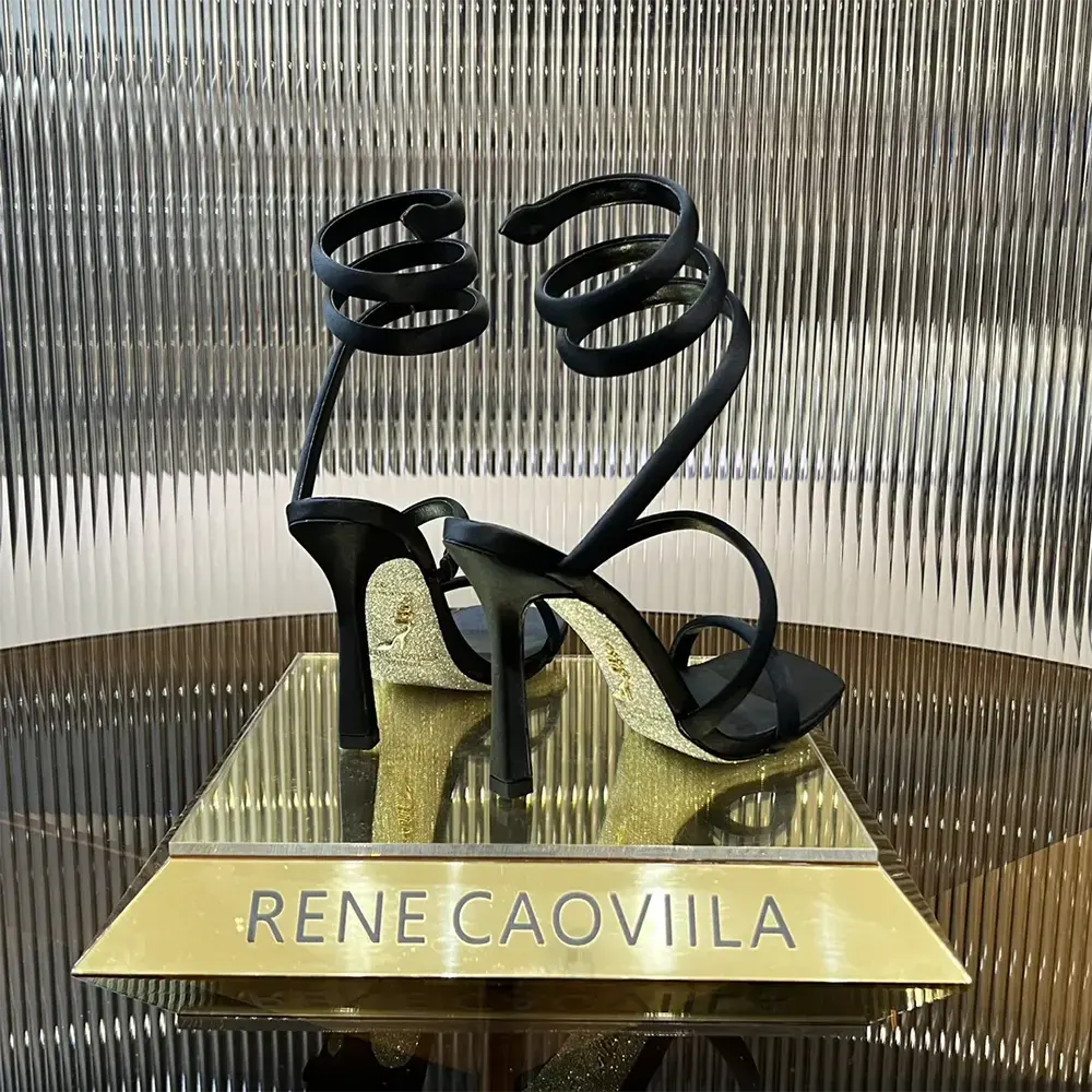 Rene Caovilla Women Cleopatra Black Satin Sandal 105 - image 7