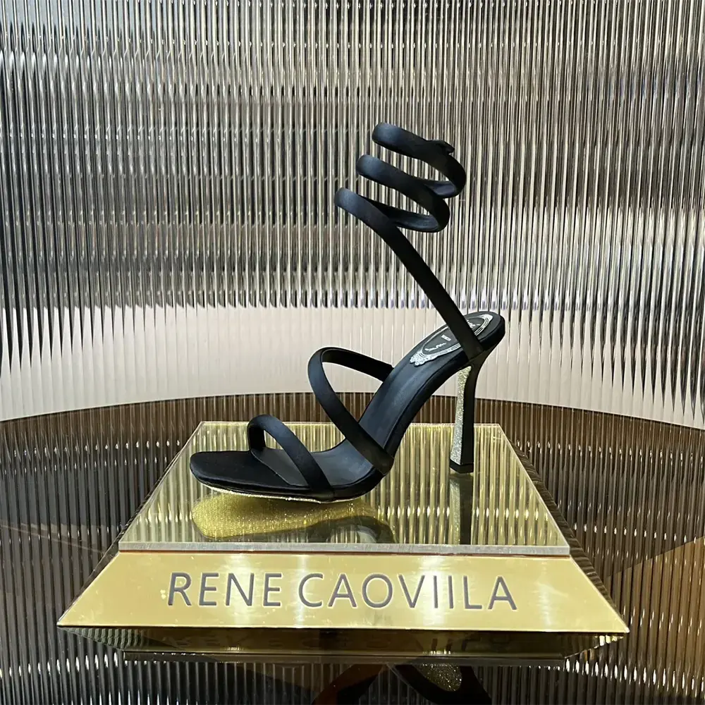 Rene Caovilla Women Cleopatra Black Satin Sandal 105 - image 4