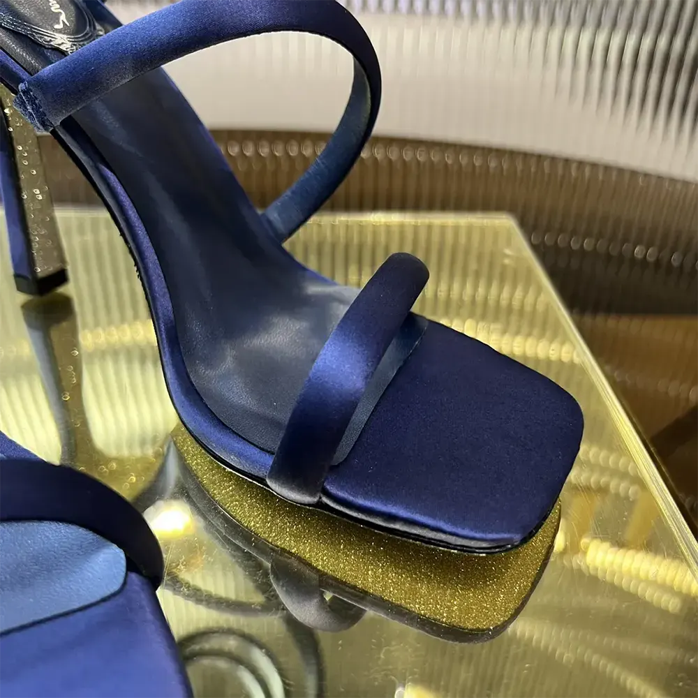 Rene Caovilla Women Cleopatra Midnight Blue Satin Sandal 105 - image 9