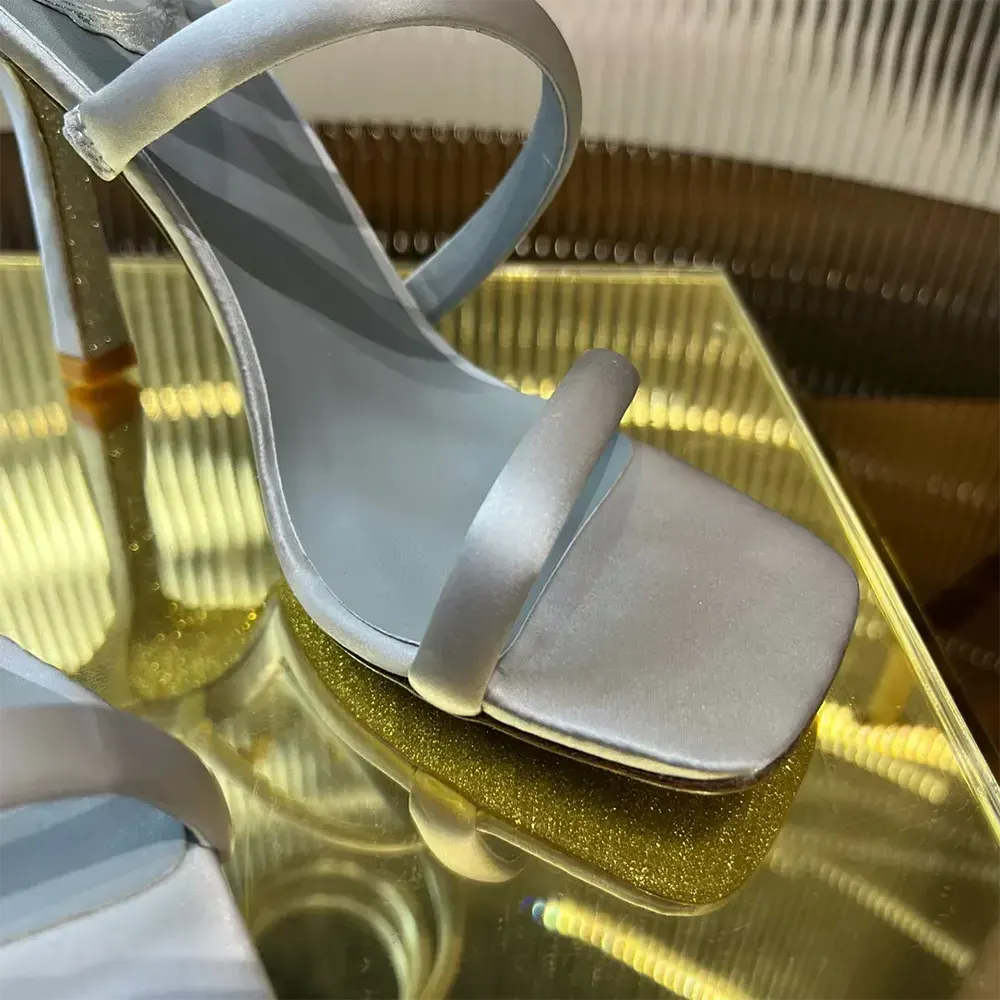 Rene Caovilla Women Cleopatra Silver Satin Sandal 105 - image 9