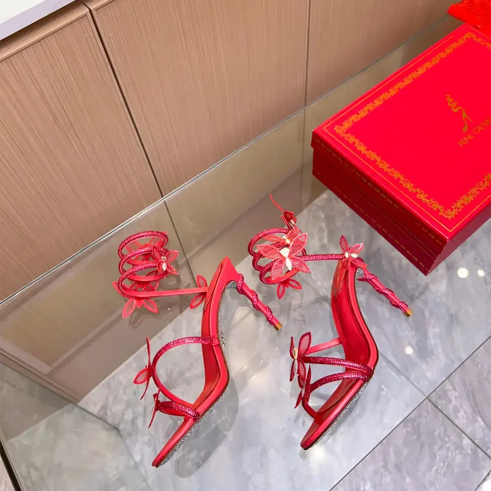 Rene Caovilla Women Margot Red Powder Butterfly Sandal 105 - image 8