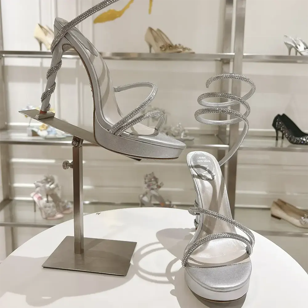 Rene Caovilla Women Margot Silver Platform Sandal 120 - image 7
