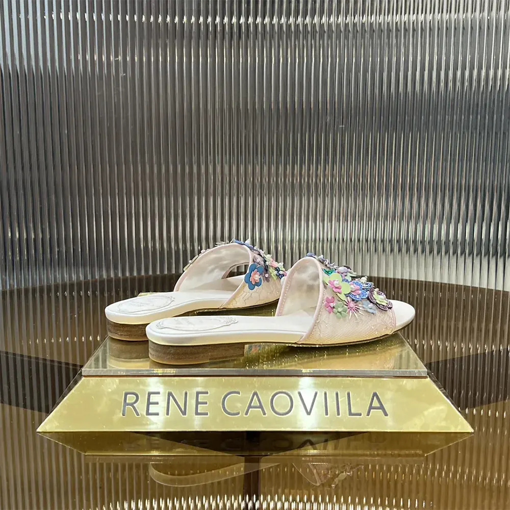 Rene Caovilla Women Roxanne Nude Slider Sandal 10 - image 5
