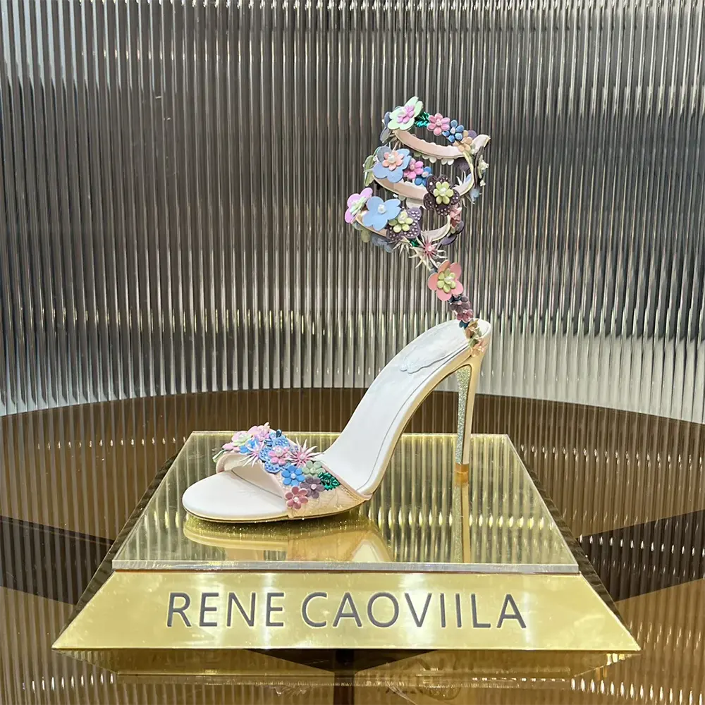 Rene Caovilla Women Roxanne Sandal with Multicolor Flowers 105 - image 5