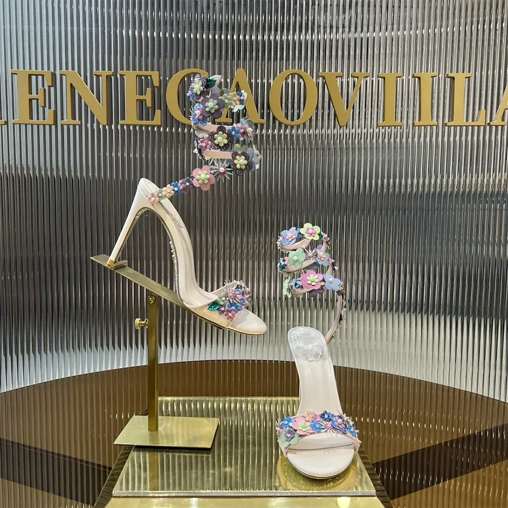 Rene Caovilla Women Roxanne Sandal with Multicolor Flowers 105 - image 7