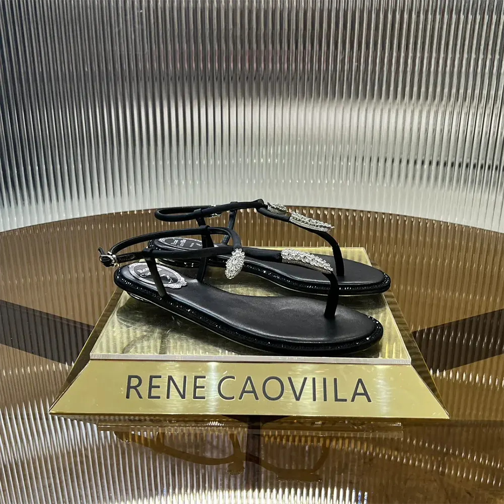Rene Caovilla Women Serpente Black Thong Sandal 10 - image 5