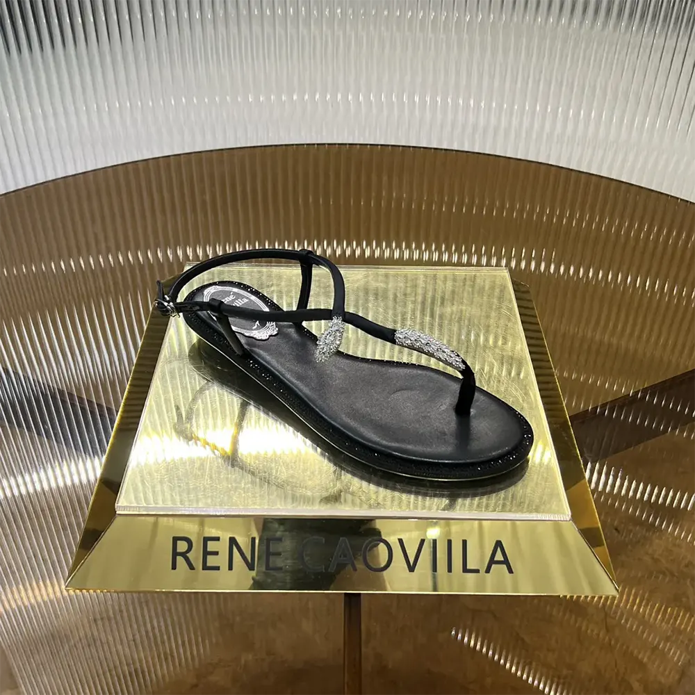 Rene Caovilla Women Serpente Black Thong Sandal 10 - image 8