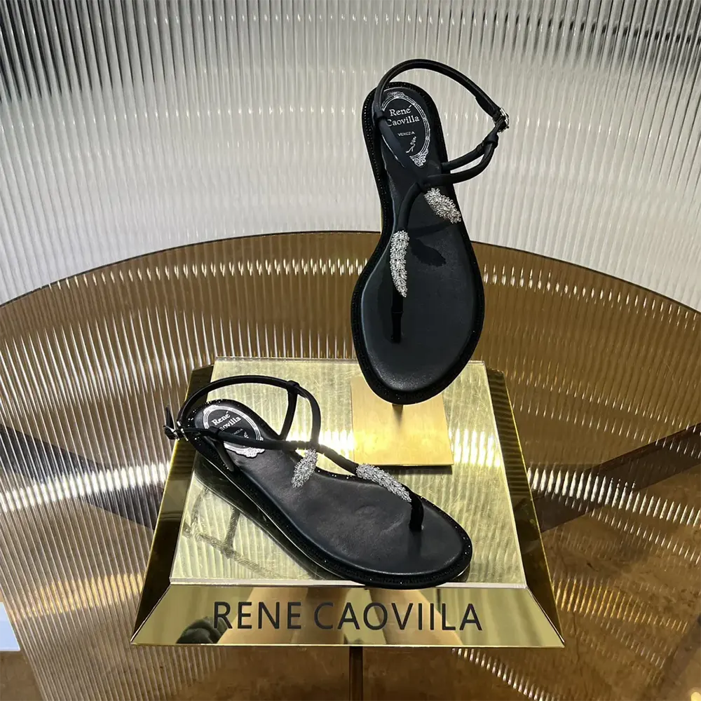 Rene Caovilla Women Serpente Black Thong Sandal 10 - image 6