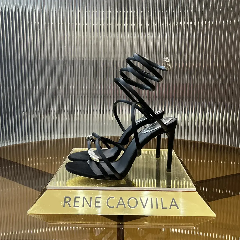 Rene Caovilla Women Serpente Midnight Black Sandal with Crystals 105 - image 5