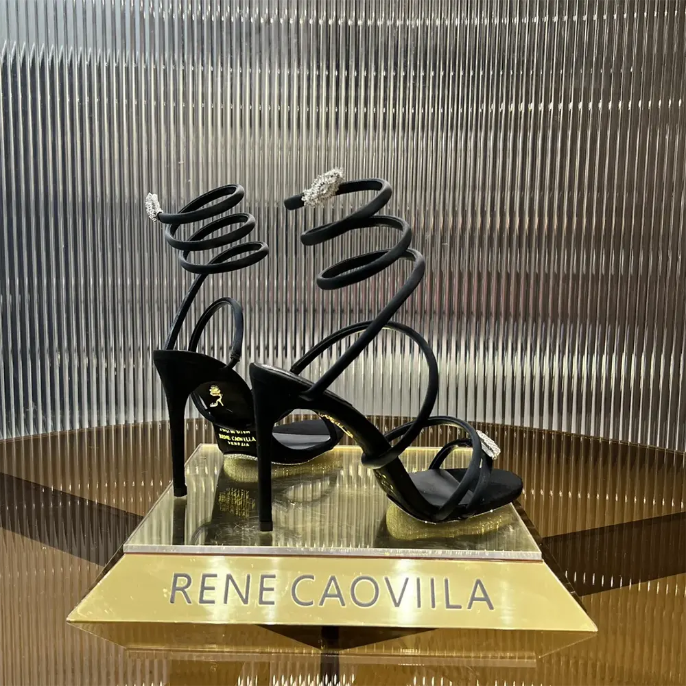 Rene Caovilla Women Serpente Midnight Black Sandal with Crystals 105 - image 4
