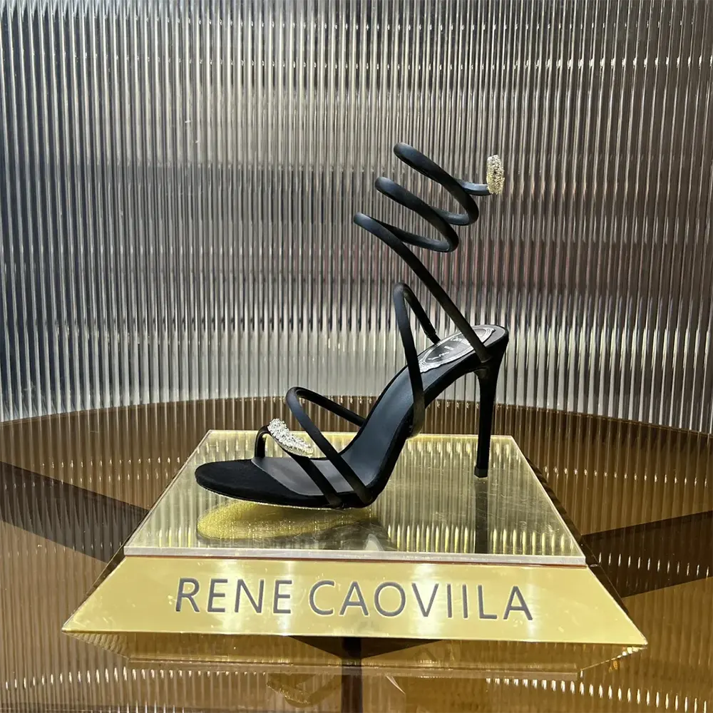 Rene Caovilla Women Serpente Midnight Black Sandal with Crystals 105 - image 7