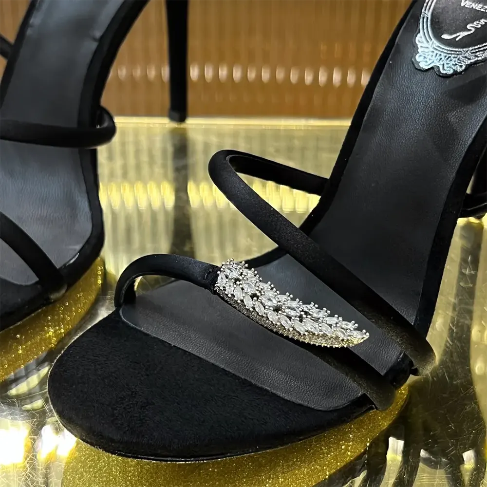 Rene Caovilla Women Serpente Midnight Black Sandal with Crystals 105 - image 9