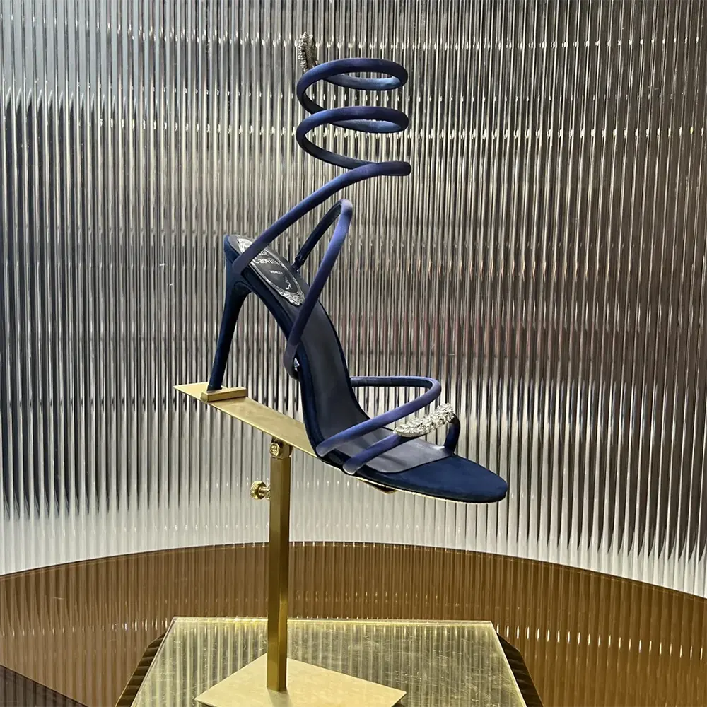 Rene Caovilla Women Serpente Midnight Blue Sandal with Crystals 105 - image 5