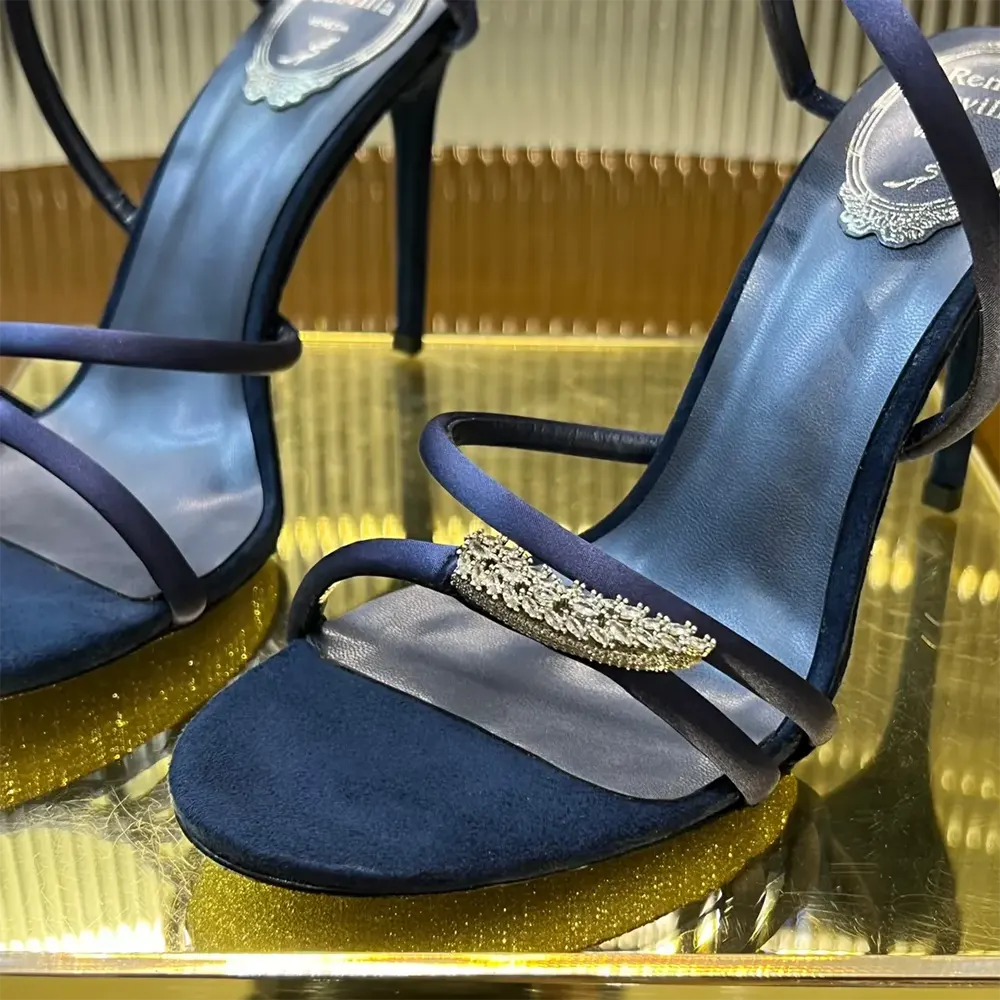 Rene Caovilla Women Serpente Midnight Blue Sandal with Crystals 105 - image 9