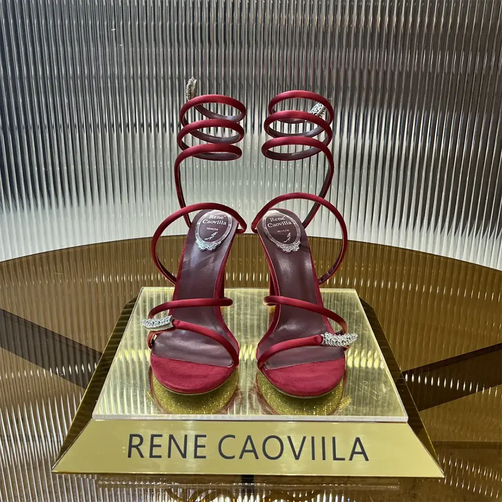 Close-up of crystal serpentine detail on Rene Caovilla Women Serpente Sandal