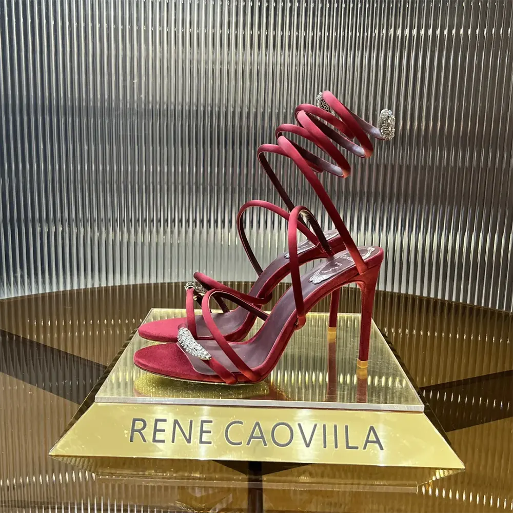 Rene Caovilla Women Serpente Midnight Red Sandal with Crystals 105 - image 4