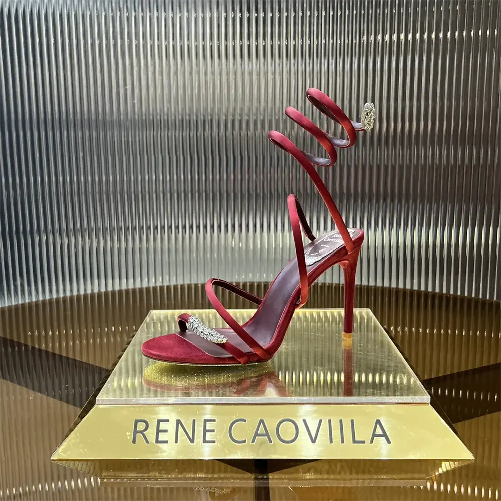 Rene Caovilla Women Serpente Midnight Red Sandal with Crystals 105 - image 8