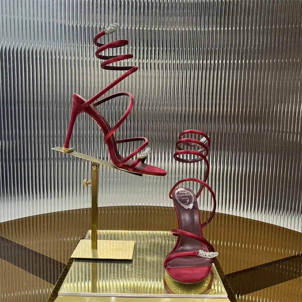 Rene Caovilla Women Serpente Midnight Red Sandal with Crystals 105 - image 6