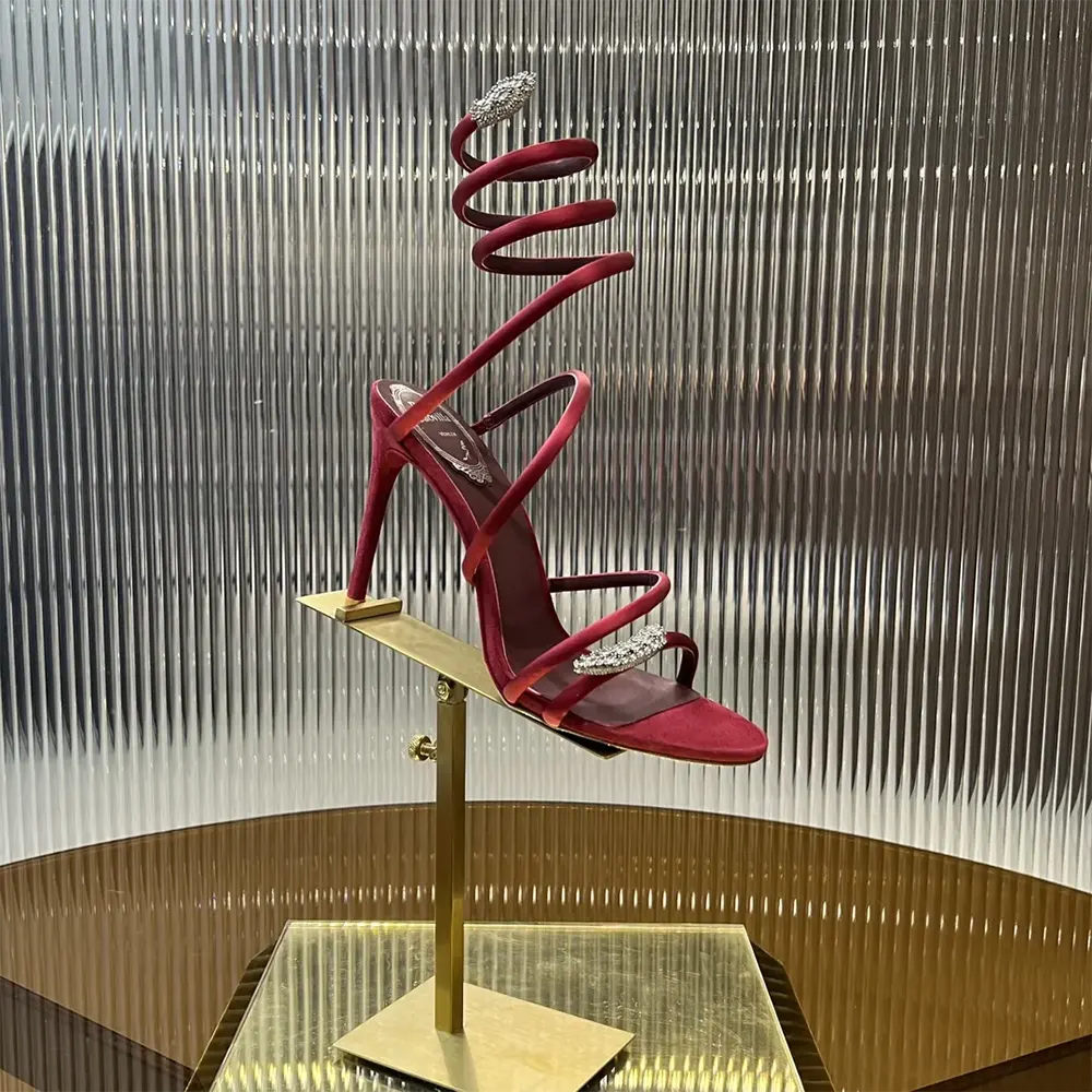 Rene Caovilla Women Serpente Midnight Red Sandal with Crystals 105 - image 7