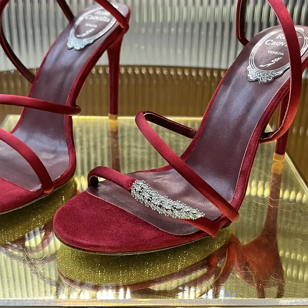 Rene Caovilla Women Serpente Midnight Red Sandal with Crystals 105 - image 9