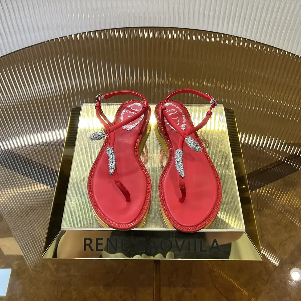 Rene Caovilla Women Serpente Red Thong Sandal 10 - image 5