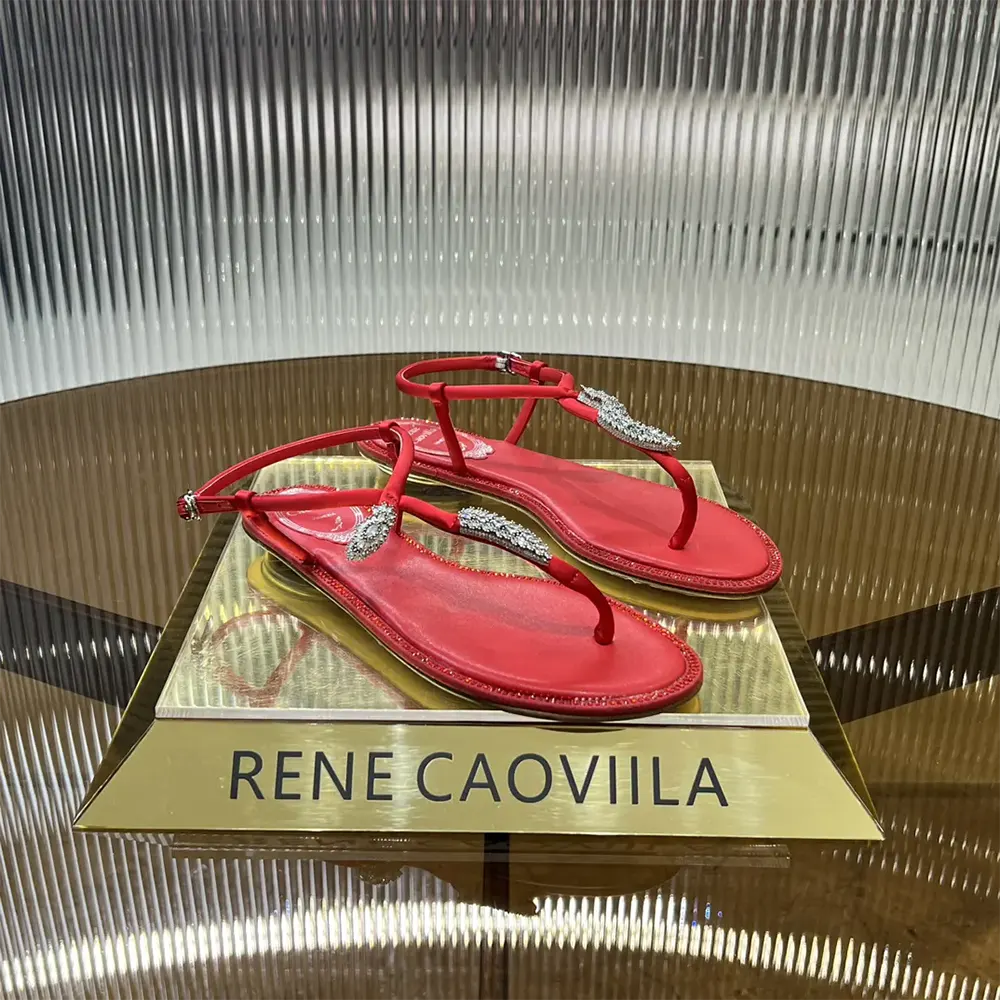Rene Caovilla Women Serpente Red Thong Sandal 10 - image 7