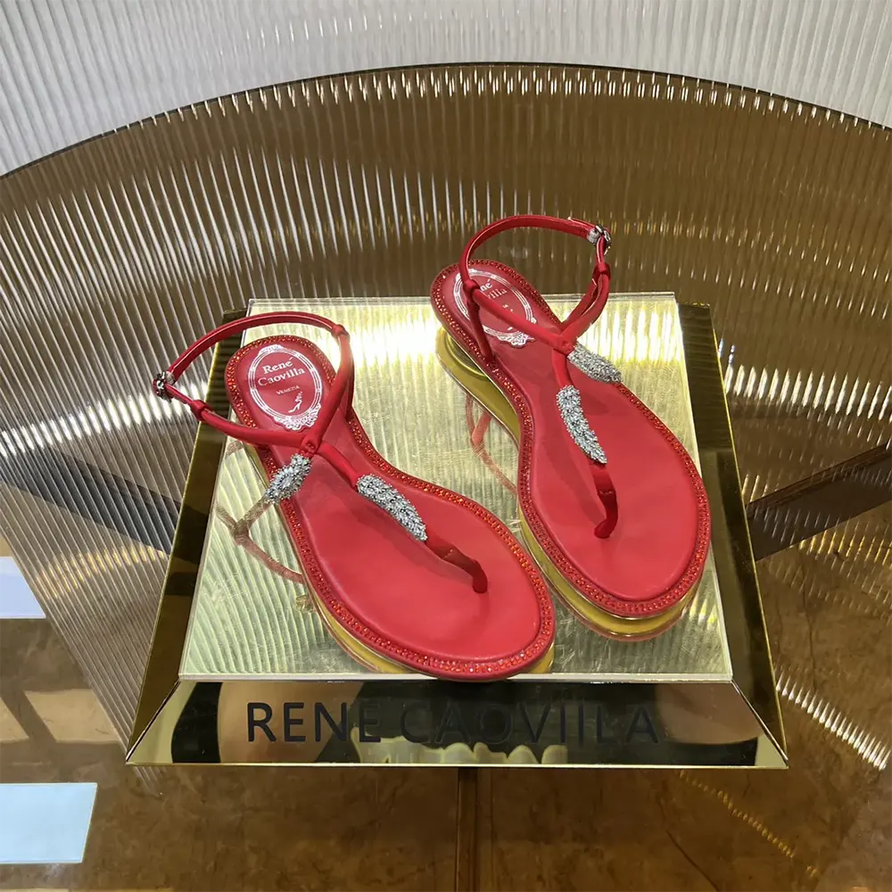 Rene Caovilla Women Serpente Red Thong Sandal 10 - image 6