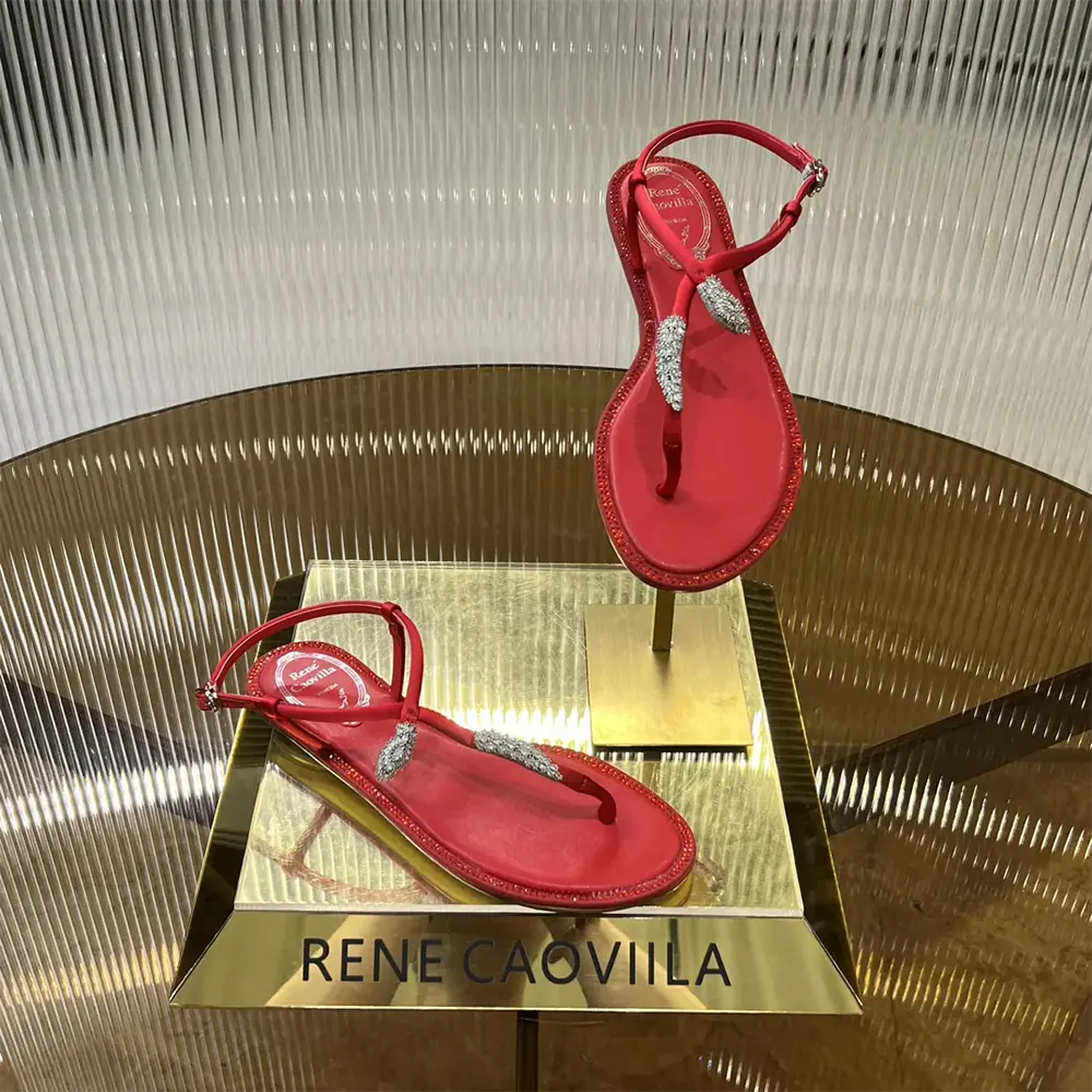 Rene Caovilla Women Serpente Red Thong Sandal 10 - image 4