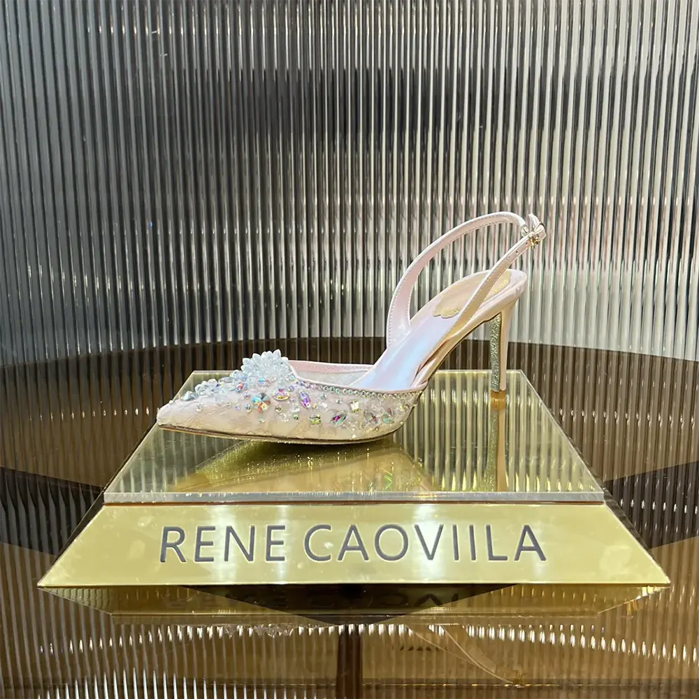 Rene Caovilla Women Pink Slingbacks Cinderella 75 - image 8