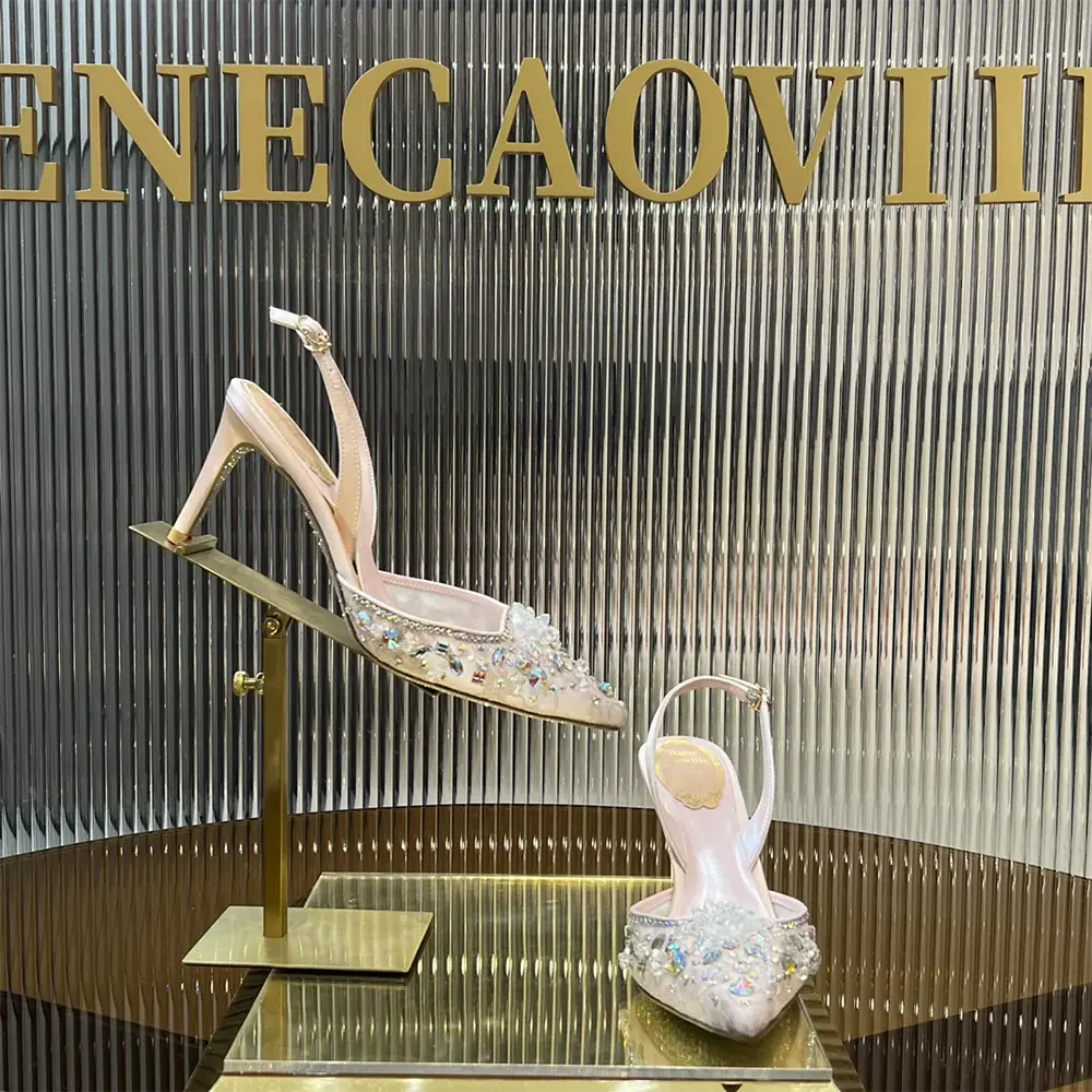Rene Caovilla Women Pink Slingbacks Cinderella 75 - image 4
