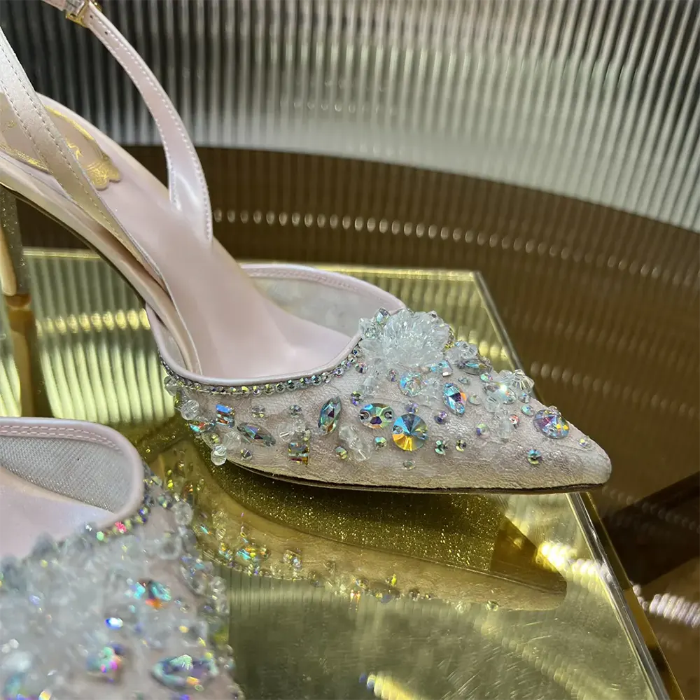 Rene Caovilla Women Pink Slingbacks Cinderella 75 - image 9