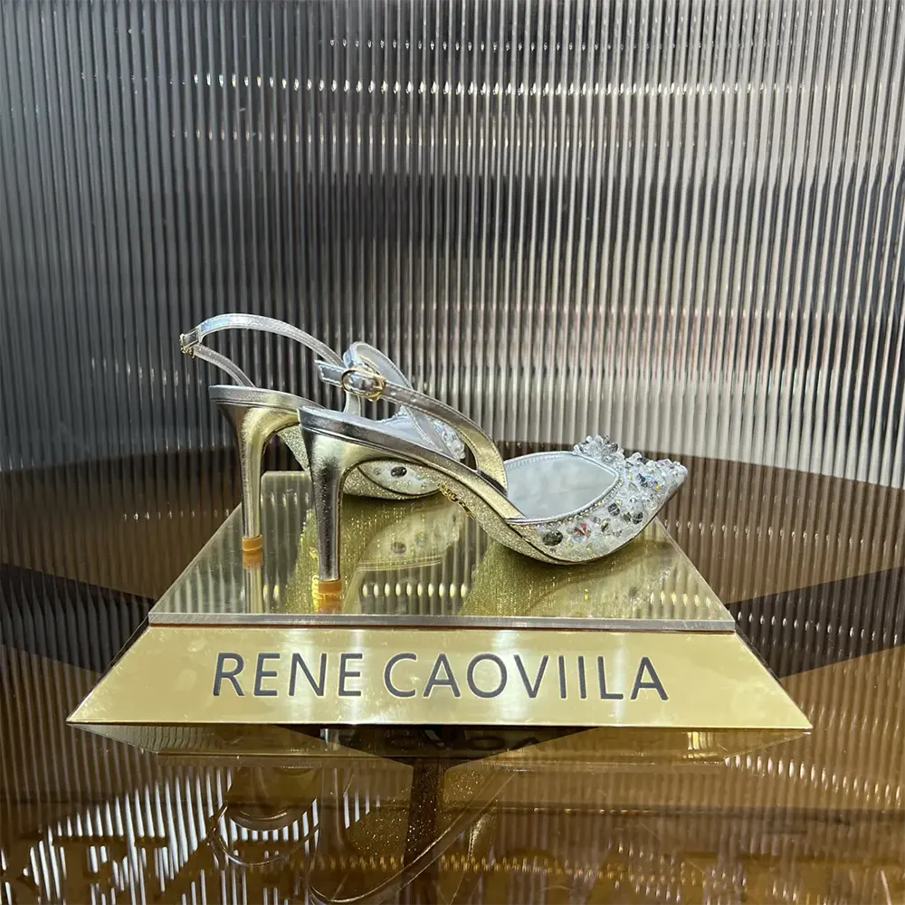 Rene Caovilla Women Silver Slingbacks Cinderella 75 - image 7