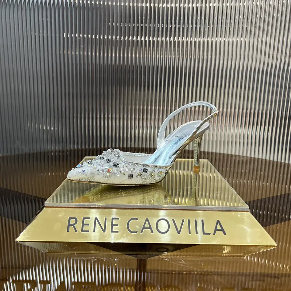 Rene Caovilla Women Silver Slingbacks Cinderella 75 - image 6
