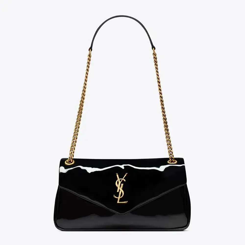 Front view of Saint Laurent YSL Women Calypso Small in Patent Leather bag