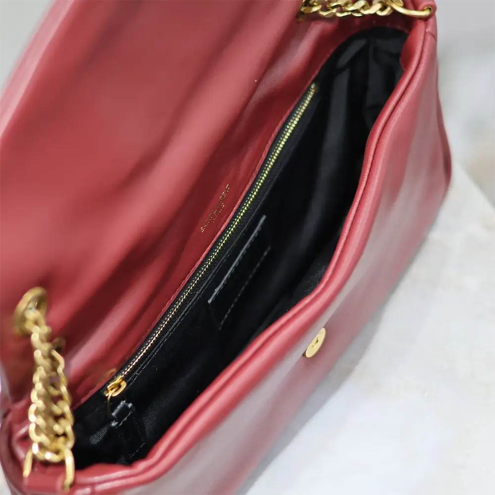 Saint Laurent YSL Women Calypso Small in Shiny Leather-Maroon - image 10
