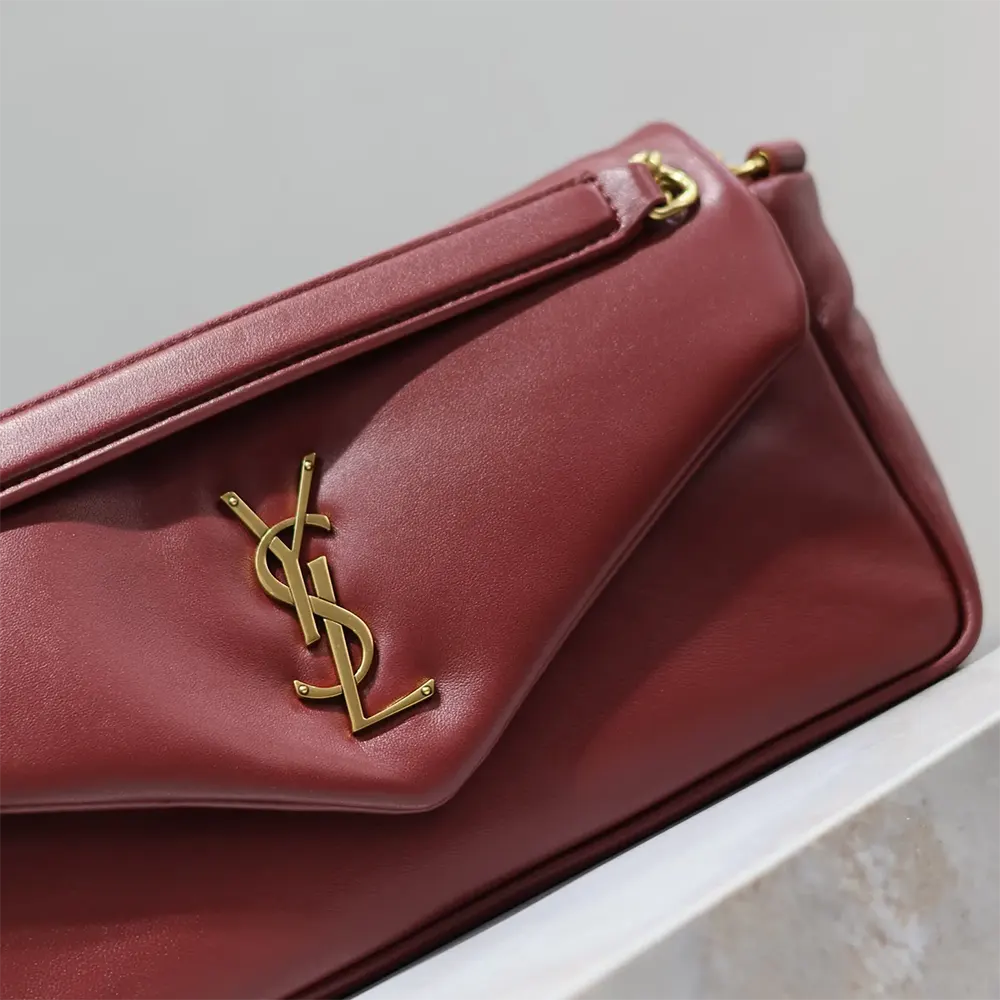 Saint Laurent YSL Women Calypso Small in Shiny Leather-Maroon - image 6