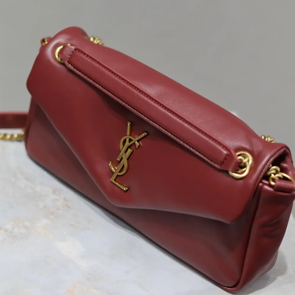 Saint Laurent YSL Women Calypso Small in Shiny Leather-Maroon - image 7