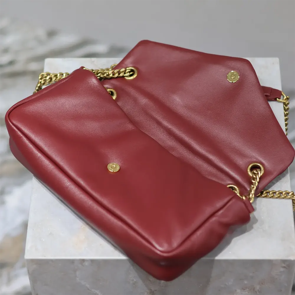 Saint Laurent YSL Women Calypso Small in Shiny Leather-Maroon - image 8