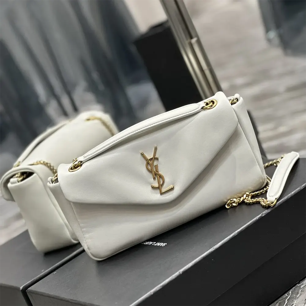 Saint Laurent YSL Women Calypso in Plunged Lambskin-White - image 5
