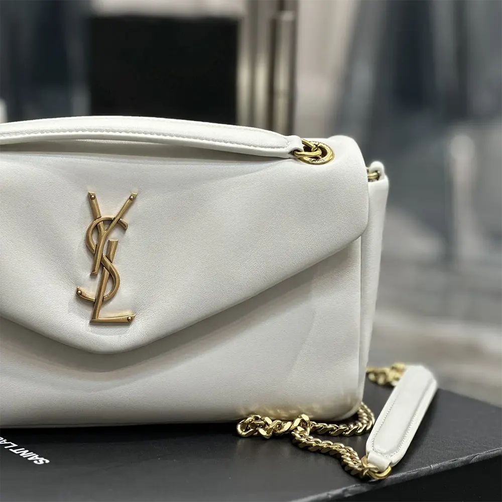 Saint Laurent YSL Women Calypso in Plunged Lambskin-White - image 7