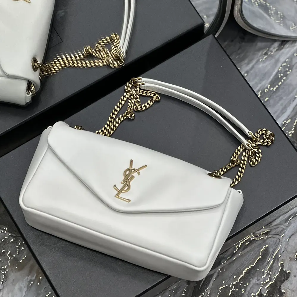Saint Laurent YSL Women Calypso in Plunged Lambskin-White - image 4
