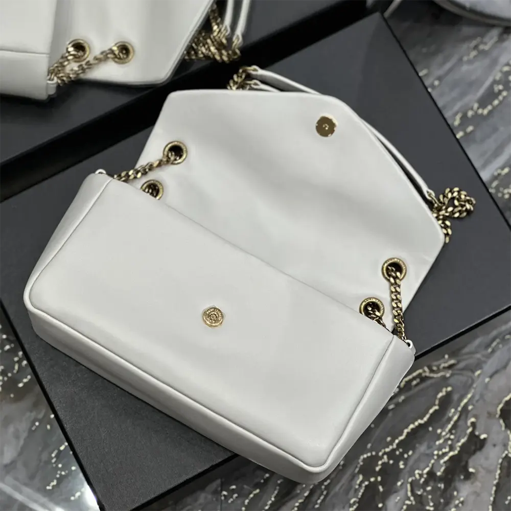 Saint Laurent YSL Women Calypso in Plunged Lambskin-White - image 9