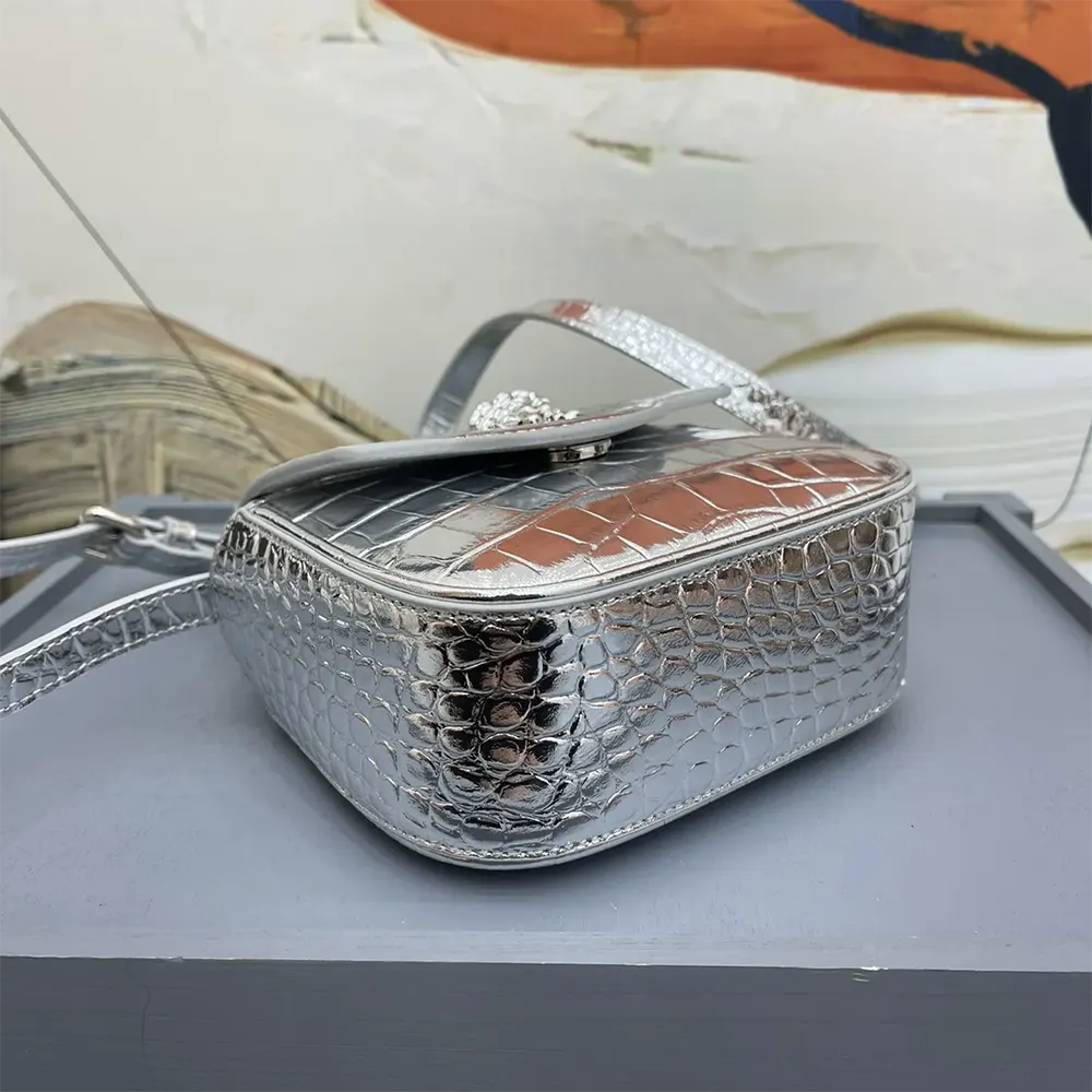 Versace Women La Medusa Metallic Mini Bag-Silver - image 5