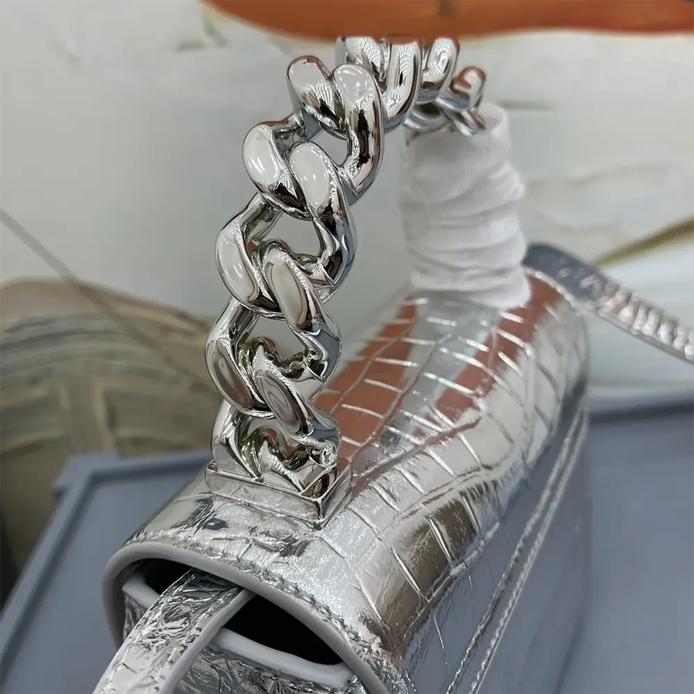 Versace Women La Medusa Metallic Mini Bag-Silver - image 7