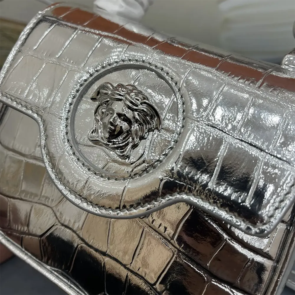 Versace Women La Medusa Metallic Mini Bag-Silver - image 6