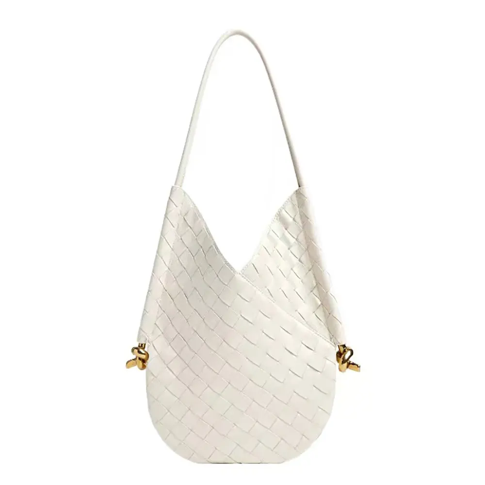 Front view of Bottega Veneta Women Small Solstice Shoulder Bag-White